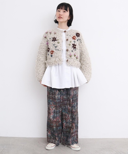 l'atelier du savon（アトリエドサボン）の「●check × hana　手描きプリントパンツ（その他パンツ・レディース・ダークブラウン/グリーン・FREE）」の18枚目の写真