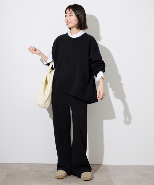 SLOBE IENA(スローブイエナ)の「《セットアップ対応可/追加》ウォッシャブルスムース クルーネックプルオーバー(ニット/セーター・レディース・ブラウン/ピンク/ブラック/アイボリー・FREE)」の5枚目の写真