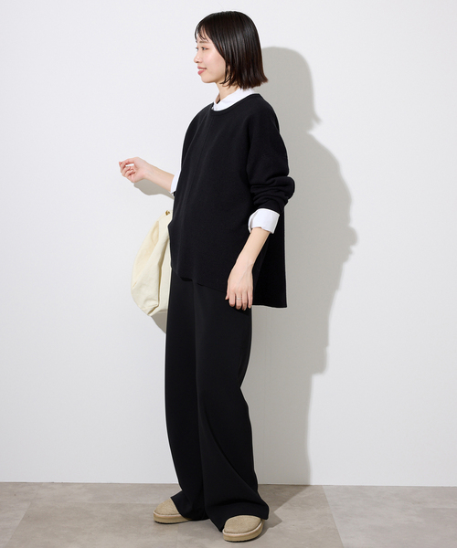 SLOBE IENA(スローブイエナ)の「《セットアップ対応可/追加》ウォッシャブルスムース クルーネックプルオーバー(ニット/セーター・レディース・ブラウン/ピンク/ブラック/アイボリー・FREE)」の6枚目の写真