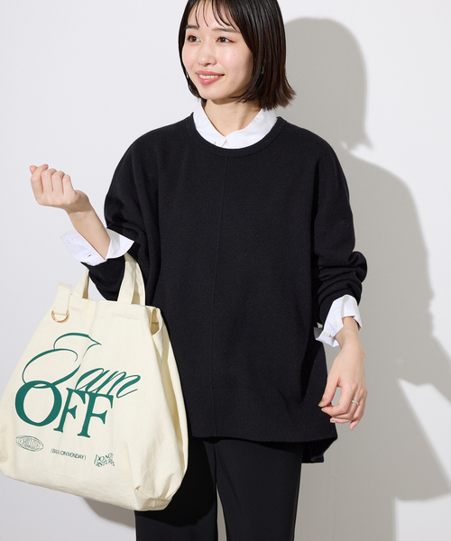 SLOBE IENA(スローブイエナ)の「《セットアップ対応可/追加》ウォッシャブルスムース クルーネックプルオーバー(ニット/セーター・レディース・ブラウン/ピンク/ブラック/アイボリー・FREE)」の8枚目の写真