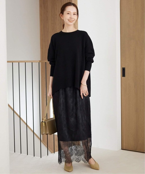 SLOBE IENA(スローブイエナ)の「《セットアップ対応可/追加》ウォッシャブルスムース クルーネックプルオーバー(ニット/セーター・レディース・ブラウン/ピンク/ブラック/アイボリー・FREE)」の9枚目の写真