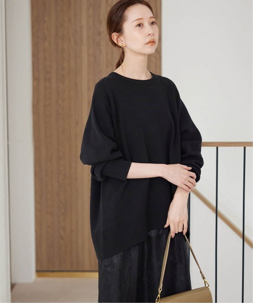 SLOBE IENA(スローブイエナ)の「《セットアップ対応可/追加》ウォッシャブルスムース クルーネックプルオーバー(ニット/セーター・レディース・ブラウン/ピンク/ブラック/アイボリー・FREE)」の12枚目の写真