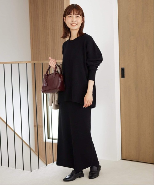 SLOBE IENA(スローブイエナ)の「《セットアップ対応可/追加》ウォッシャブルスムース クルーネックプルオーバー(ニット/セーター・レディース・ブラウン/ピンク/ブラック/アイボリー・FREE)」の17枚目の写真