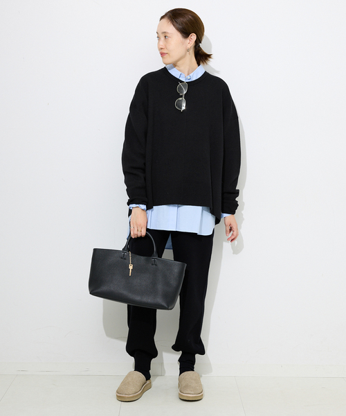 SLOBE IENA(スローブイエナ)の「《セットアップ対応可/追加》ウォッシャブルスムース クルーネックプルオーバー(ニット/セーター・レディース・ブラウン/ピンク/ブラック/アイボリー・FREE)」の19枚目の写真