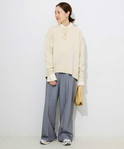 セットアップ対応可/追加》ウォッシャブルスムース クルーネックプル