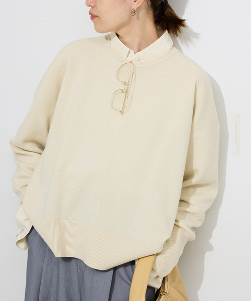 セットアップ対応可/追加》ウォッシャブルスムース クルーネックプル