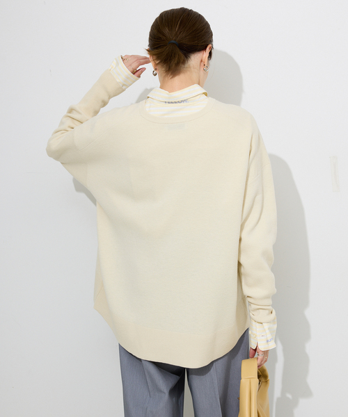 セットアップ対応可/追加》ウォッシャブルスムース クルーネックプル