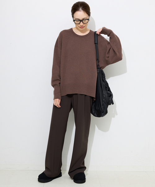 セットアップ対応可/追加》ウォッシャブルスムース クルーネックプル