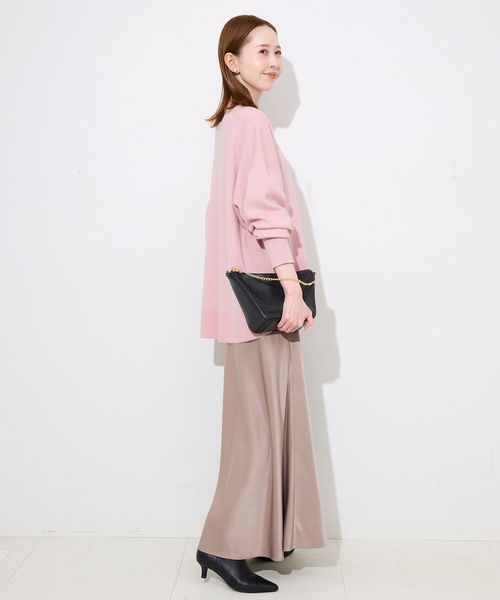 新品　ウォッシャブルスムースクルーネックプルオーバー　ナチュラル SLOBE IENA｜《セットアップ対応可/追加》ウォッシャブルスムース