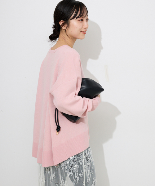 新品　ウォッシャブルスムースクルーネックプルオーバー　ナチュラル SLOBE IENA｜《セットアップ対応可/追加》ウォッシャブルスムース