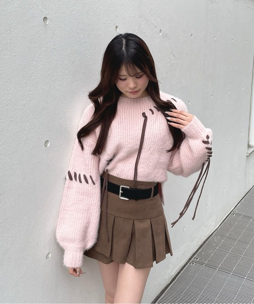 one way（ワンウェイ）の「ショートステッチニット（ニット/セーター・レディース・ホワイト/レッド/ベージュ/グレー/ピンク・FREE）」の22枚目の写真