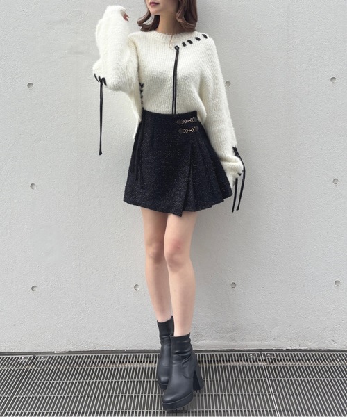 one way（ワンウェイ）の「ショートステッチニット（ニット/セーター・レディース・ホワイト/レッド/ベージュ/グレー/ピンク・FREE）」の8枚目の写真