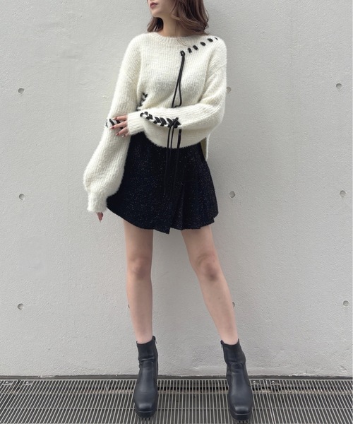 one way（ワンウェイ）の「ショートステッチニット（ニット/セーター・レディース・ホワイト/レッド/ベージュ/グレー/ピンク・FREE）」の10枚目の写真