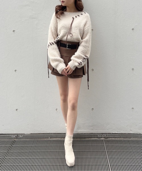 one way（ワンウェイ）の「ショートステッチニット（ニット/セーター・レディース・ホワイト/レッド/ベージュ/グレー/ピンク・FREE）」の15枚目の写真