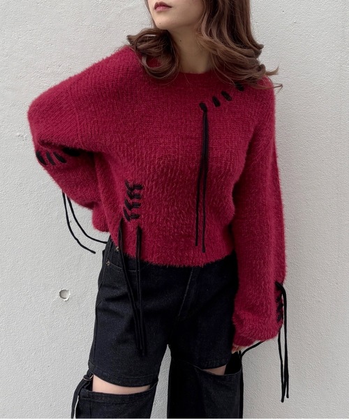 one way（ワンウェイ）の「ショートステッチニット（ニット/セーター・レディース・ホワイト/レッド/ベージュ/グレー/ピンク・FREE）」の17枚目の写真