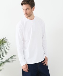 【汗染みの目立ちにくいTシャツ ZEROSTAIN/ゼロステイン】ヘンリーネック ロンT 防汚 UVカット
