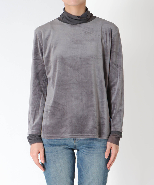 Three Four Time（ｽﾘｰﾌｫｰﾀｲﾑ）の「ベロア×シアータートル（Tシャツ/カットソー・レディース・ブラック/グレー/ブルー・FREE）」の13枚目の写真