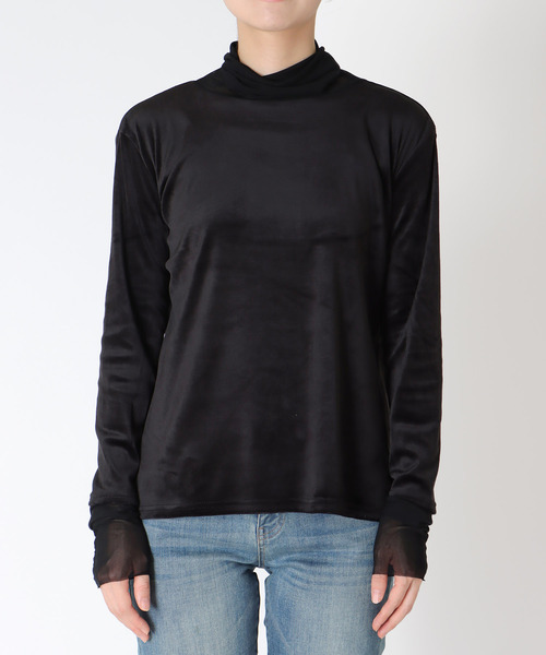 Three Four Time（ｽﾘｰﾌｫｰﾀｲﾑ）の「ベロア×シアータートル（Tシャツ/カットソー・レディース・ブラック/グレー/ブルー・FREE）」の15枚目の写真