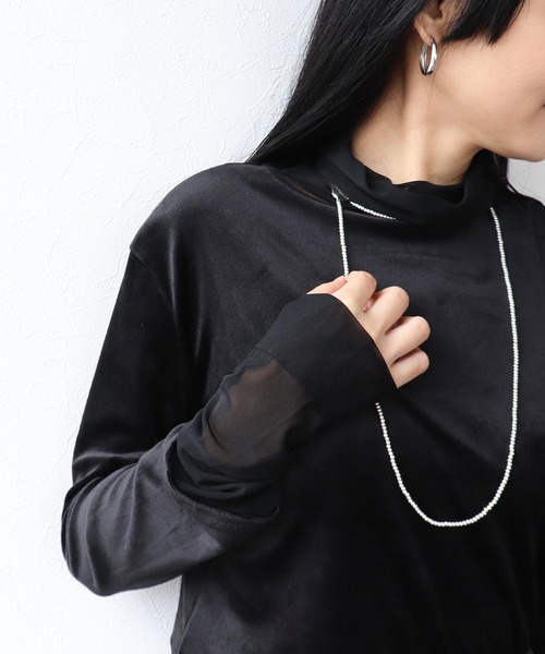 Three Four Time（ｽﾘｰﾌｫｰﾀｲﾑ）の「ベロア×シアータートル（Tシャツ/カットソー・レディース・ブラック/グレー/ブルー・FREE）」の21枚目の写真