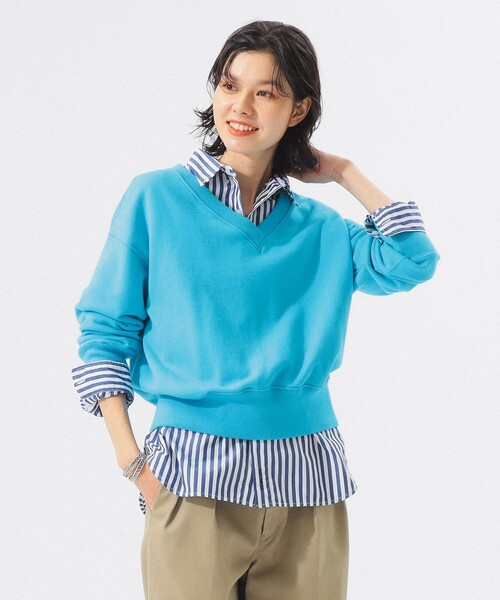 BEAMS BOY（ビームスボーイ）の「フリーダムスリーブ Vネック スウェット（スウェット・レディース・ライトグレー/ブルー系その他/イエロー系・ONE SIZE）」の3枚目の写真