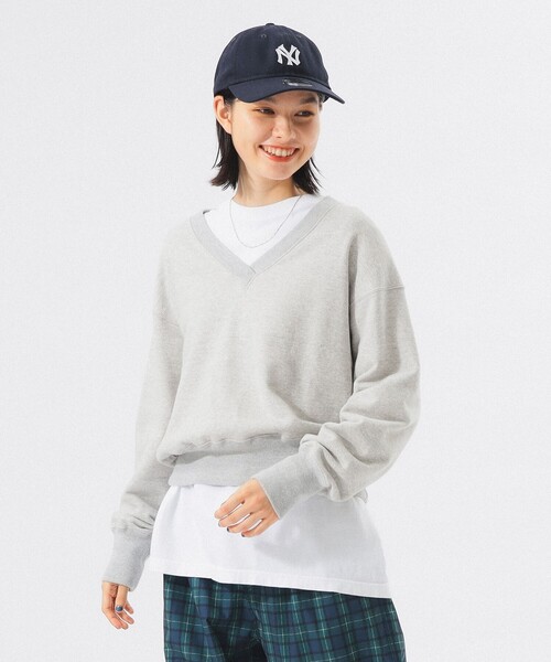BEAMS BOY（ビームスボーイ）の「フリーダムスリーブ Vネック スウェット（スウェット・レディース・ライトグレー/ブルー系その他/イエロー系・ONE SIZE）」の2枚目の写真