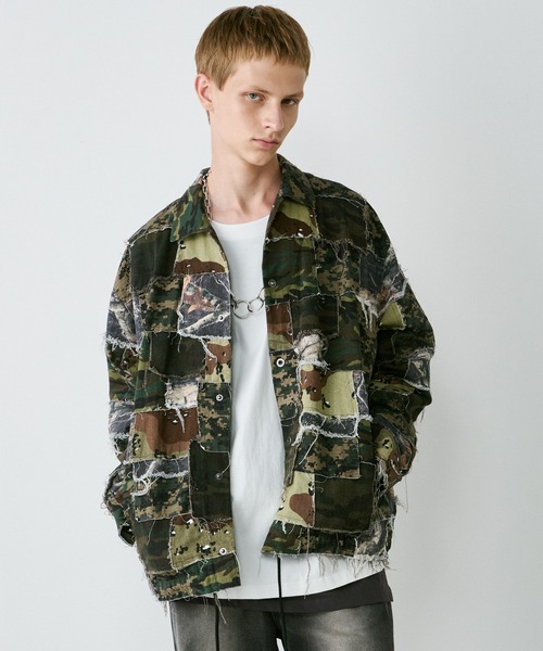 AIVER（アイバー）の「AIVER　カモボロコーチジャケット（ミリタリージャケット・メンズ・ベージュ/ダークカーキ・SMALL/MEDIUM/LARGE）」の2枚目の写真