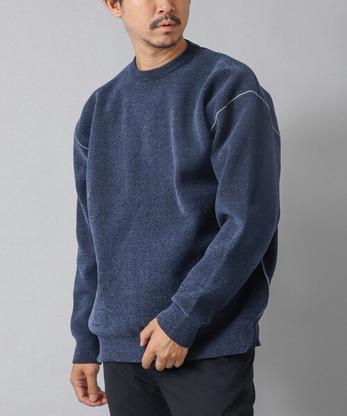 NOLLEY’S（ノーリーズ）の「【ACTIVE SECT】《限定展開》Wフェイスモールクルーネック 25AW（ニット/セーター・メンズ・ブラック/グレイッシュベージュ/ネイビー・S/M/L）」の4枚目の写真