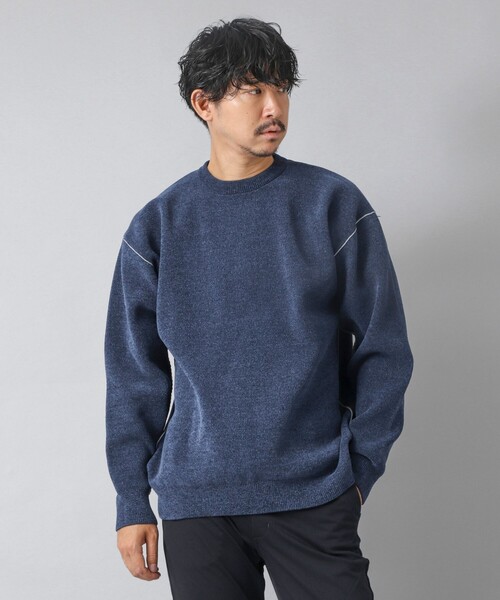 NOLLEY’S（ノーリーズ）の「【ACTIVE SECT】《限定展開》Wフェイスモールクルーネック 25AW（ニット/セーター・メンズ・ブラック/グレイッシュベージュ/ネイビー・S/M/L）」の7枚目の写真