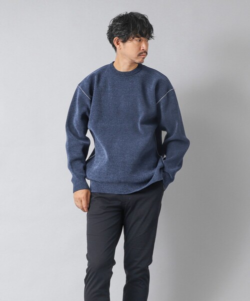 NOLLEY’S（ノーリーズ）の「【ACTIVE SECT】《限定展開》Wフェイスモールクルーネック 25AW（ニット/セーター・メンズ・ブラック/グレイッシュベージュ/ネイビー・S/M/L）」の11枚目の写真