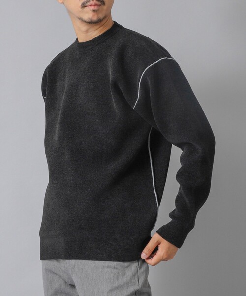 NOLLEY’S（ノーリーズ）の「【ACTIVE SECT】《限定展開》Wフェイスモールクルーネック 25AW（ニット/セーター・メンズ・ブラック/グレイッシュベージュ/ネイビー・S/M/L）」の16枚目の写真