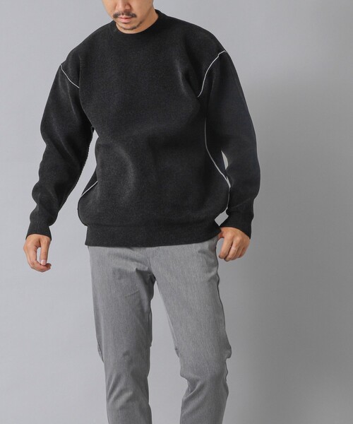 NOLLEY’S（ノーリーズ）の「【ACTIVE SECT】《限定展開》Wフェイスモールクルーネック 25AW（ニット/セーター・メンズ・ブラック/グレイッシュベージュ/ネイビー・S/M/L）」の17枚目の写真