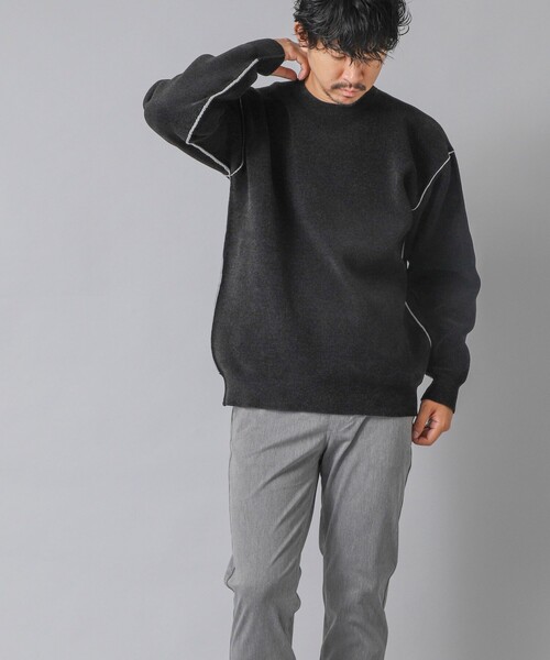 NOLLEY’S（ノーリーズ）の「【ACTIVE SECT】《限定展開》Wフェイスモールクルーネック 25AW（ニット/セーター・メンズ・ブラック/グレイッシュベージュ/ネイビー・S/M/L）」の18枚目の写真