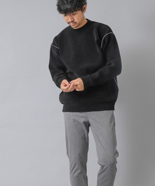 NOLLEY’S（ノーリーズ）の「【ACTIVE SECT】《限定展開》Wフェイスモールクルーネック 25AW（ニット/セーター・メンズ・ブラック/グレイッシュベージュ/ネイビー・S/M/L）」の19枚目の写真