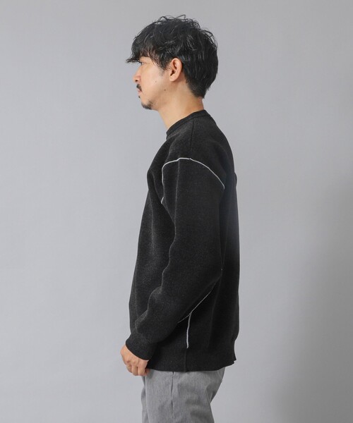 NOLLEY’S（ノーリーズ）の「【ACTIVE SECT】《限定展開》Wフェイスモールクルーネック 25AW（ニット/セーター・メンズ・ブラック/グレイッシュベージュ/ネイビー・S/M/L）」の21枚目の写真