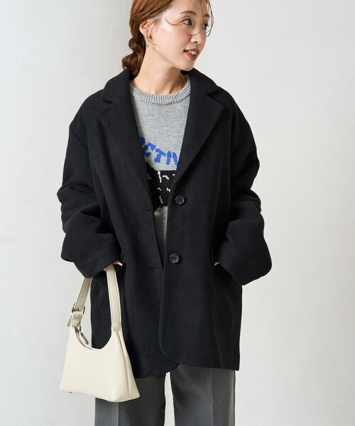 【新品タグ付き】プリーツプリーズforward1 黒テーラードジャケット セール】限定展開 ダブルフェイス テーラード ジャケット コート