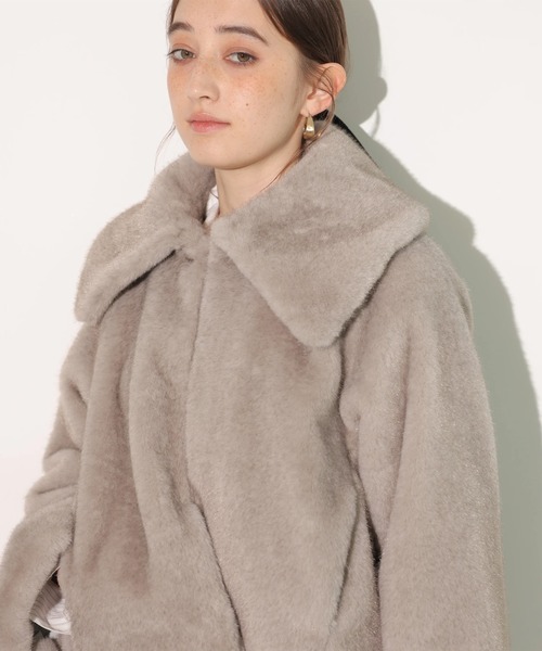 ranshellerファーコート ノエラ NOELA 衿ファー付ポンチョコート （ベージュ） -靴