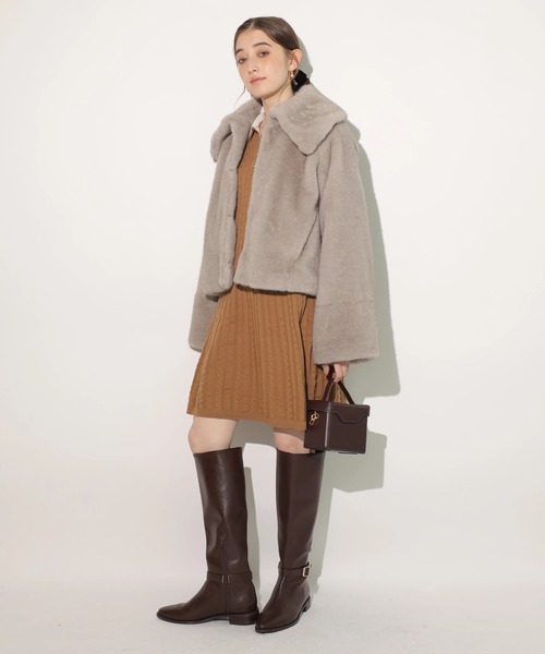 リランドチュール♡ファー付きコート ツィードファー衿ショートコート