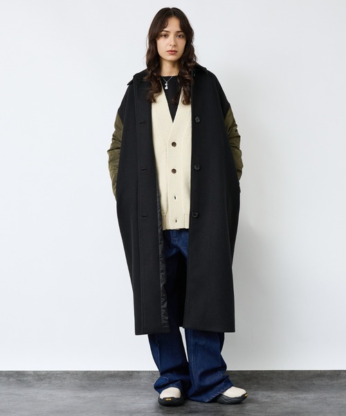 NOMINE（ノミネ）の「【NOMINE】袖キルティングステンカラーコート（ステンカラーコート・レディース・カーキ/ブラック/キャメル・フリー）」の10枚目の写真