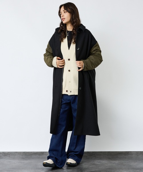 NOMINE（ノミネ）の「【NOMINE】袖キルティングステンカラーコート（ステンカラーコート・レディース・カーキ/ブラック/キャメル・フリー）」の11枚目の写真