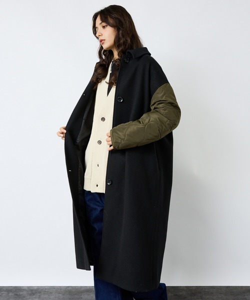 NOMINE（ノミネ）の「【NOMINE】袖キルティングステンカラーコート（ステンカラーコート・レディース・カーキ/ブラック/キャメル・フリー）」の13枚目の写真