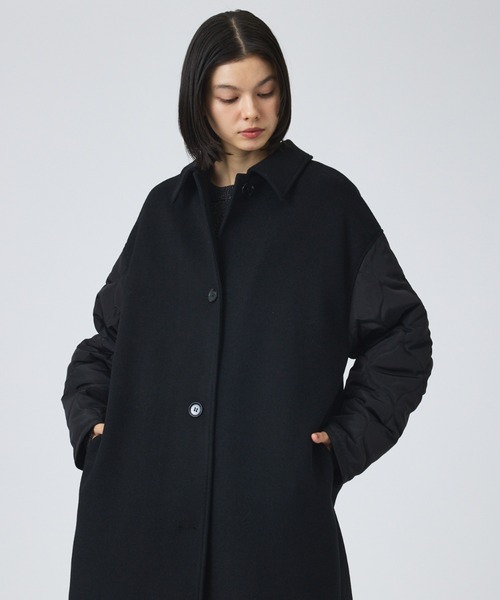 NOMINE（ノミネ）の「【NOMINE】袖キルティングステンカラーコート（ステンカラーコート・レディース・カーキ/ブラック/キャメル・フリー）」の6枚目の写真