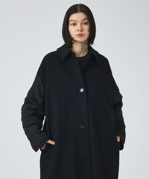 NOMINE（ノミネ）の「【NOMINE】袖キルティングステンカラーコート（ステンカラーコート・レディース・カーキ/ブラック/キャメル・フリー）」の7枚目の写真