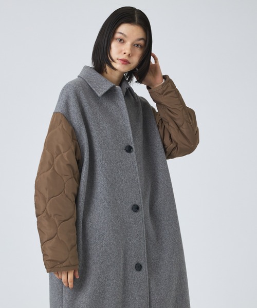 NOMINE（ノミネ）の「【NOMINE】袖キルティングステンカラーコート（ステンカラーコート・レディース・カーキ/ブラック/キャメル・フリー）」の9枚目の写真