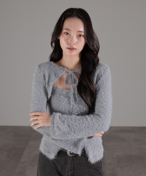 セール】【SET着用可能】キラキラシャギービスチェ（キャミソール