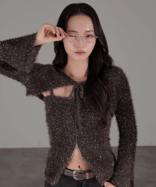 apres jour mignon(アプレジュールミニョン)の「【SET着用可能】キラキラシャギービスチェ(キャミソール・レディース・グレー/アイボリー/ブラック/ブラウン系その他・X-LARGE/フリー)」の11枚目の写真
