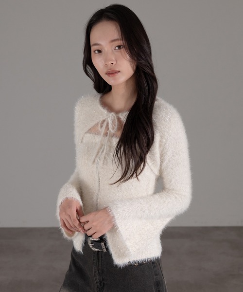 apres jour mignon(アプレジュールミニョン)の「【SET着用可能】キラキラシャギービスチェ(キャミソール・レディース・グレー/アイボリー/ブラック/ブラウン系その他・X-LARGE/フリー)」の13枚目の写真