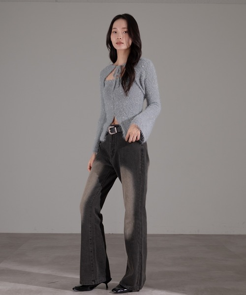 apres jour mignon(アプレジュールミニョン)の「【SET着用可能】キラキラシャギービスチェ(キャミソール・レディース・グレー/アイボリー/ブラック/ブラウン系その他・X-LARGE/フリー)」の22枚目の写真