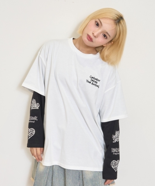 LOVETOXIC(ラブトキシック)の「【LTXC/速乾】ルーズTシャツレイヤードセット(アンサンブル・キッズ・ブラック/オフホワイト/パープル・130cm/S:140cm/M:150cm/L:160cm)」の1枚目の写真