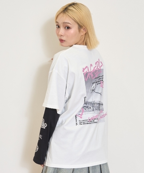 LOVETOXIC(ラブトキシック)の「【LTXC/速乾】ルーズTシャツレイヤードセット(アンサンブル・キッズ・ブラック/オフホワイト/パープル・130cm/S:140cm/M:150cm/L:160cm)」の4枚目の写真
