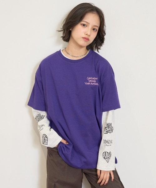 LOVETOXIC(ラブトキシック)の「【LTXC/速乾】ルーズTシャツレイヤードセット(アンサンブル・キッズ・ブラック/オフホワイト/パープル・130cm/S:140cm/M:150cm/L:160cm)」の7枚目の写真